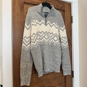 American Eagle Quarter Zip Sweater Soft Knit Cozy Neutral Pullover